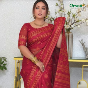 এক্সক্লুসিভ ডিজাইন টাঙ্গাইলের স্কিন প্রিন্ট শাড়ি